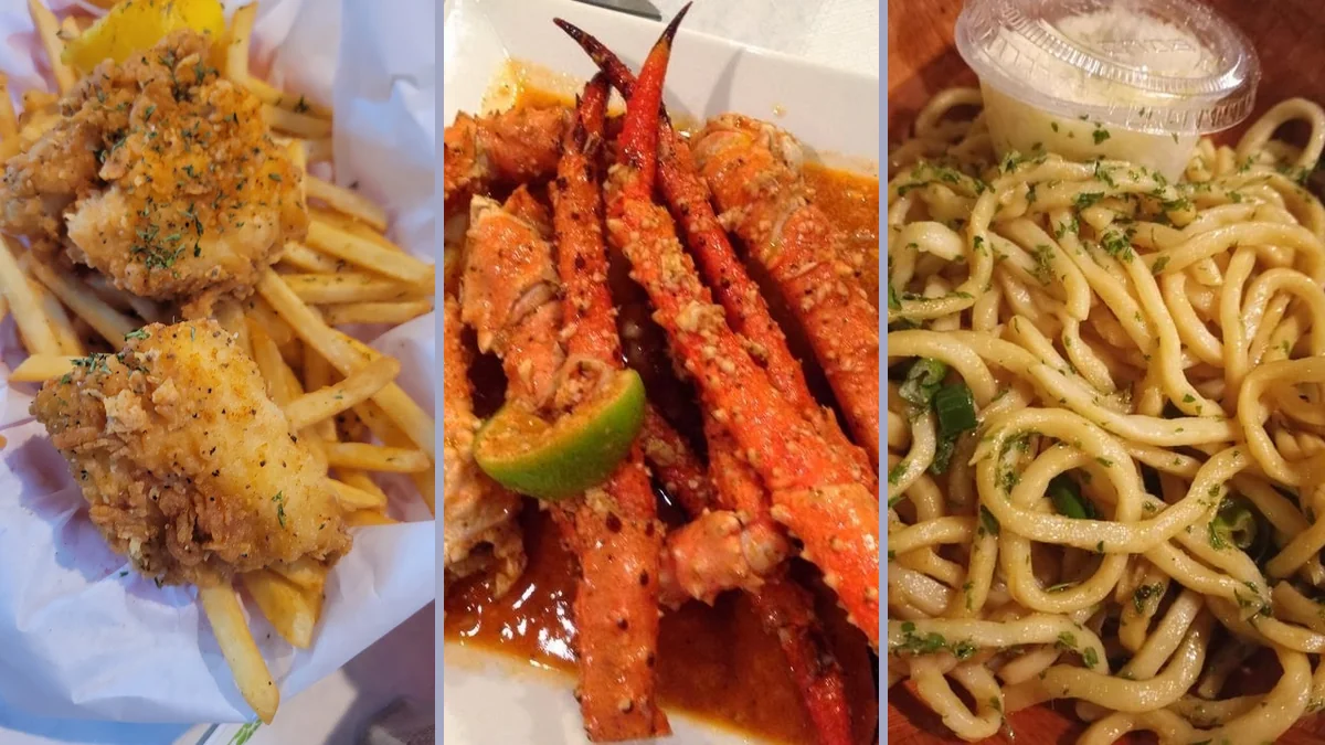 Casual seafood restaurant with bright tables and simple seating.